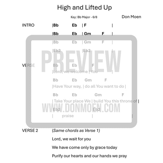 High And Lifted Up - Chord Chart (Digital)