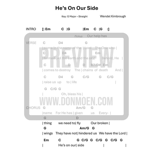 He's On Our Side - Chord Chart (Digital)