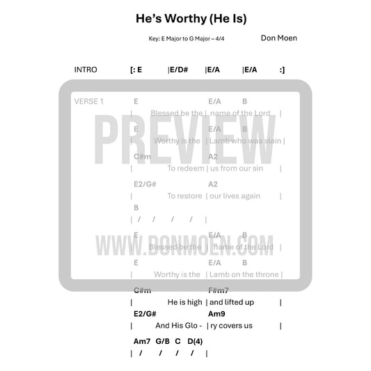 He's Worthy (He Is) - Chord Chart (Digital)